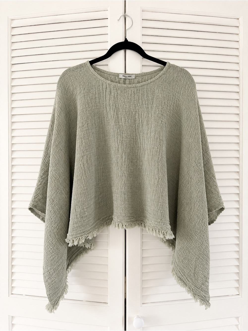 Light Olive Draped Fringe Tunic Top